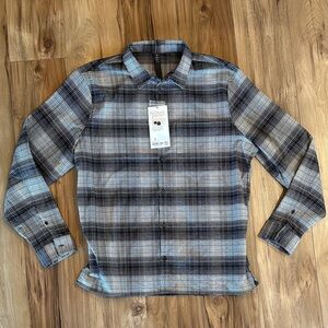 lululemon athletica Men's Mason Peak Flannel Gray Checkered Men's Shirt XXL